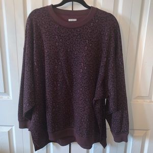 Oversized Plum Leopard Print Sweater